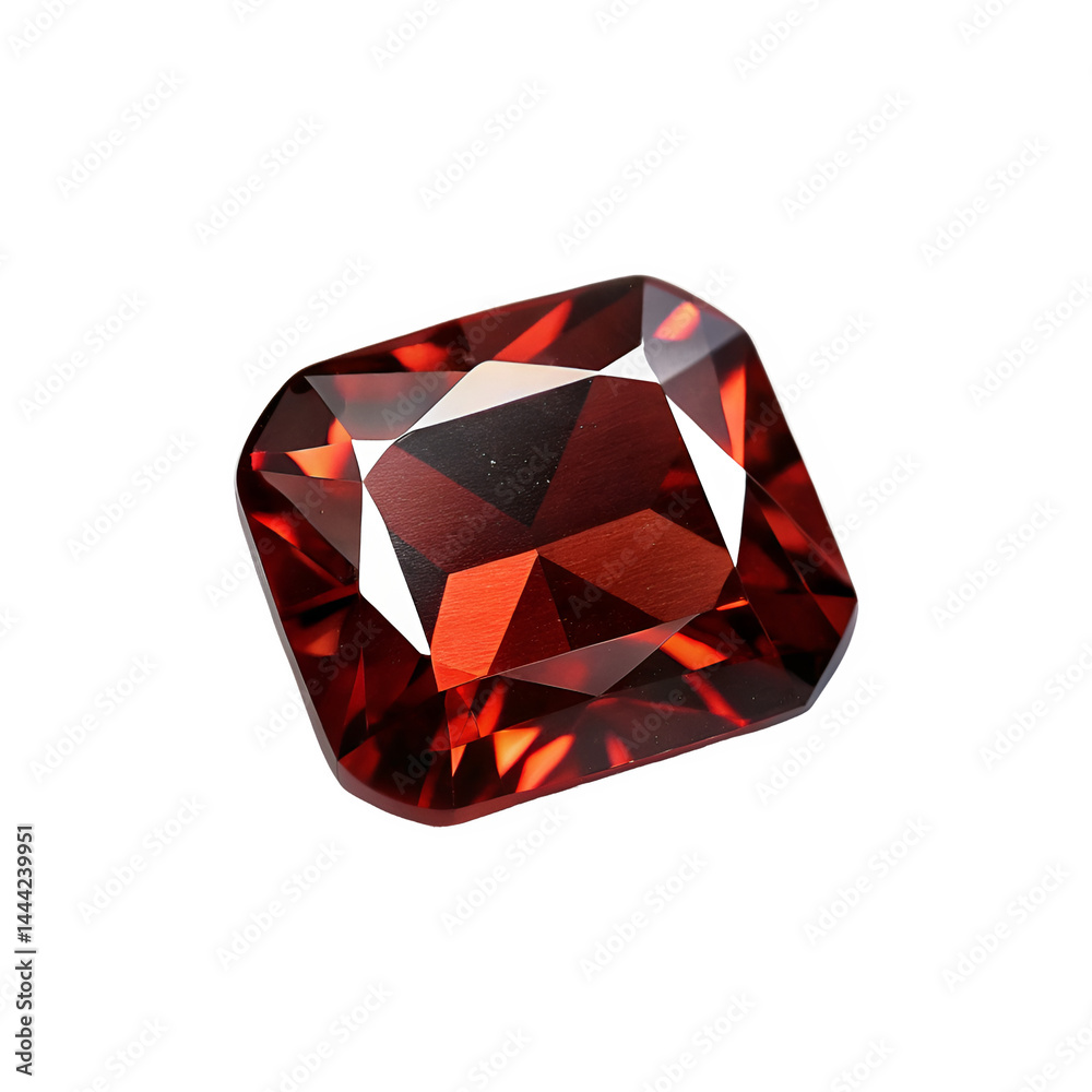 A garnet placed flat and centered, viewed from a straight top-down angle A garnet placed flat and centered, viewed from a straight top-down angle