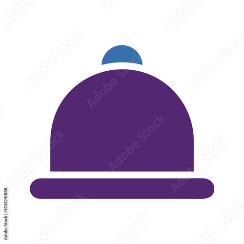 Simplified graphic of a stylized winter hat, with circular pom and brim