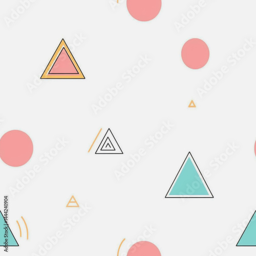 Abstract white background with colorful Memphis style seamless pattern. Creative minimalist style art background for children or trendy design with basic shapes. Simple childish scribble backdrop