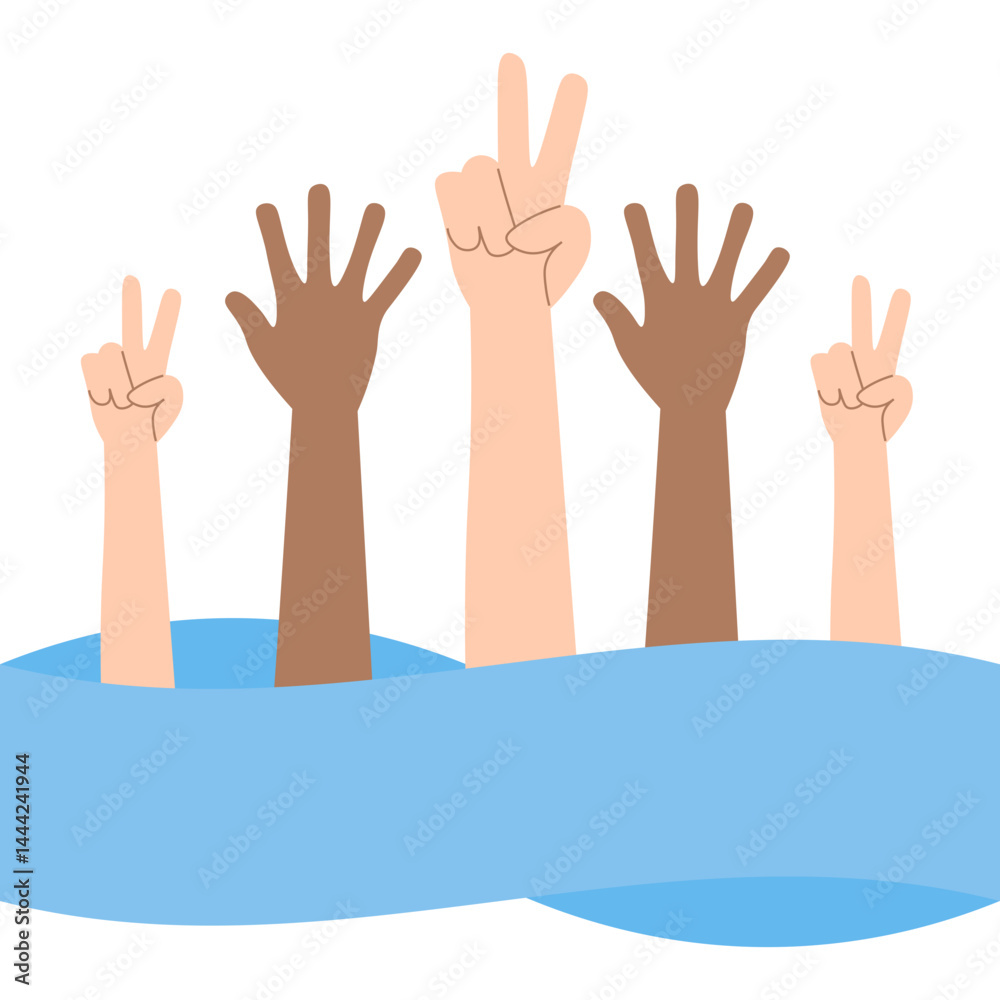 Obraz premium Hands Raised Stop Racism