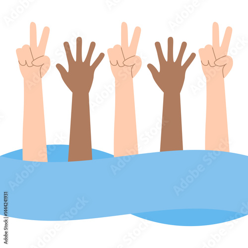 Hands Raised Stop Racism