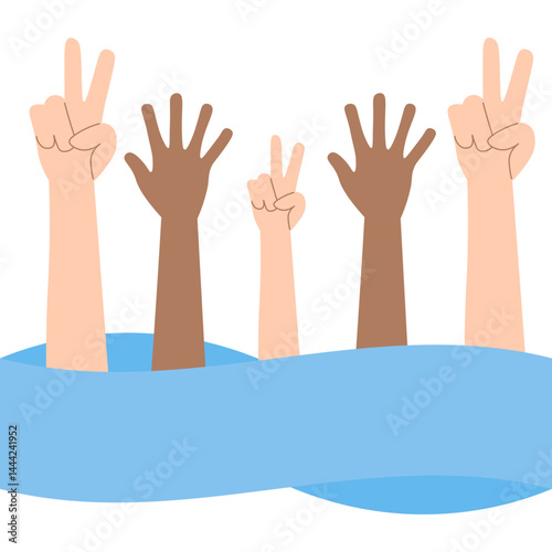 Hands Raised Stop Racism