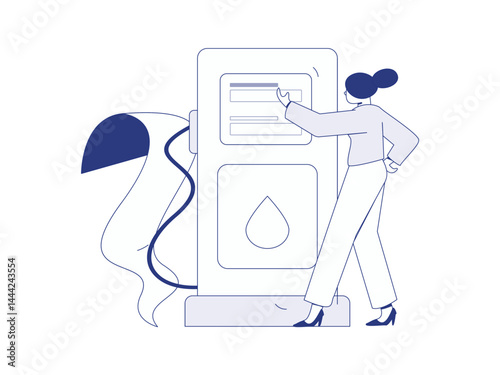 Vector Internet operation hand-drawn illustration of people getting discounts for refueling their cars
