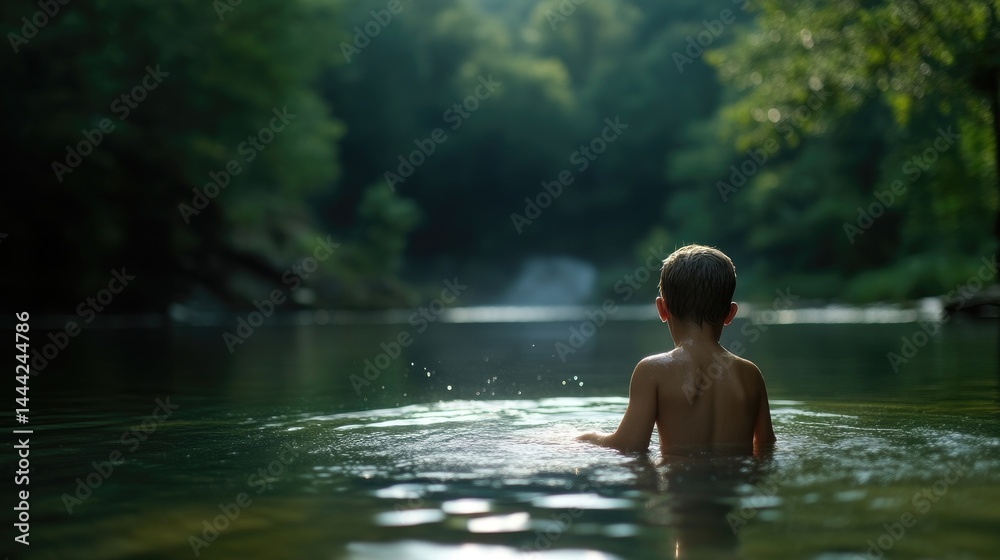 Child playing in a stream
