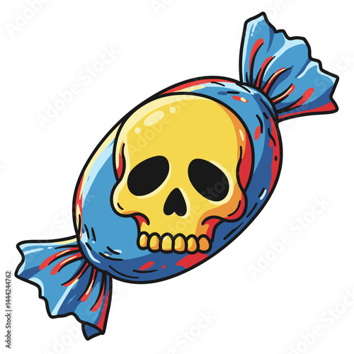 Skull candy for Halloween, colorful, playful design representing fun  