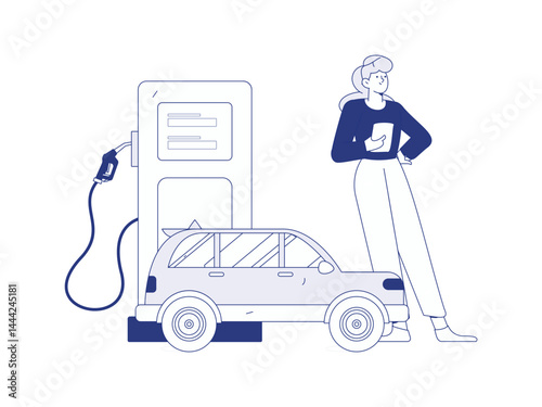 Vector Internet operation hand-drawn illustration of people getting discounts for refueling their cars
