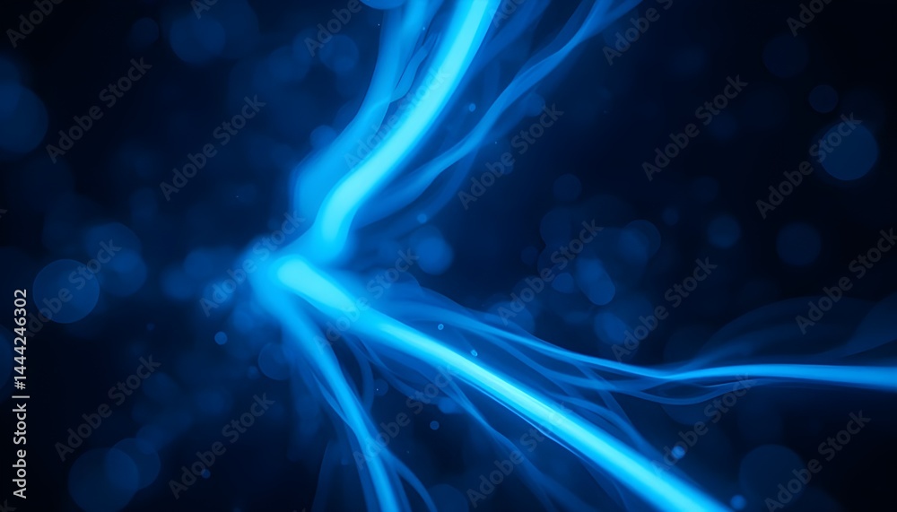 Dark Abstract Background with Neon Lines and Glowing Light Effects in a Blue Blurred Setting Dark Abstract Background with Neon Lines and Glowing Light Effects in a Blue Blurred Setting