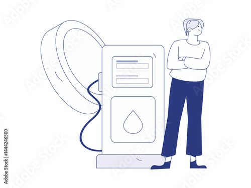 Vector Internet operation hand-drawn illustration of people getting discounts for refueling their cars
