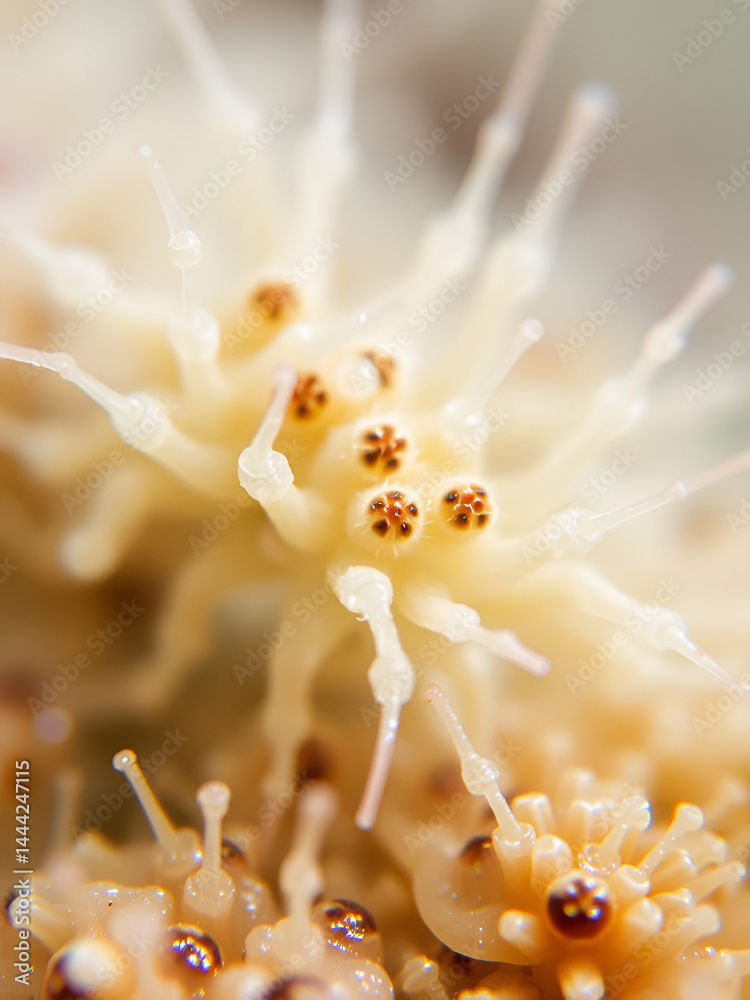 Fototapeta premium Colony crustacea mysida Mysis oculata close up, Mysidae family. Filter out small particles suspended in water. White sea