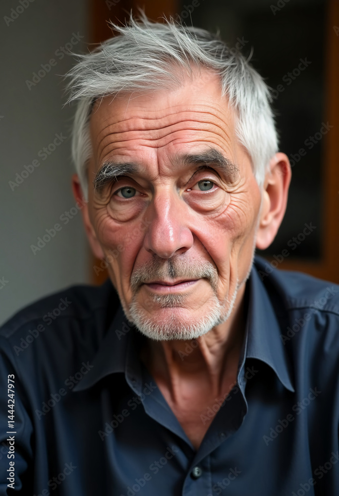 An elderly man sits in quiet contemplation, his silver hair and expressive face reflecting a lifetime of experiences. Soft light envelops him, enhancing his features Generative AI An elderly man sits in quiet contemplation, his silver hair and expressive face reflecting a lifetime of experiences. Soft light envelops him, enhancing his features Generative AI