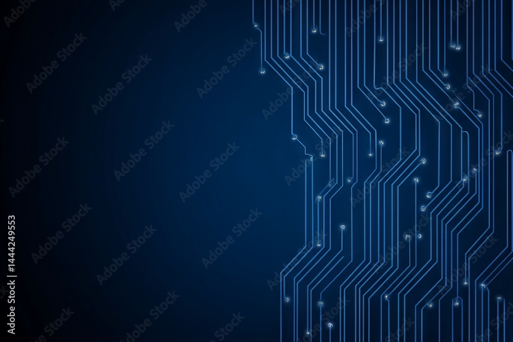 Obraz premium A blue background with a lot of lines and dots. Digital background concept.