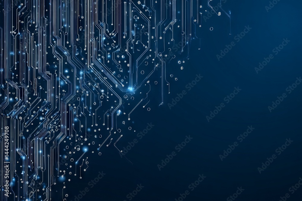 Obraz premium A blue background with a lot of lines and dots. Digital background concept.