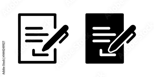 A modern vector icon set showcasing signature contract symbols, suitable for business and legal designs.