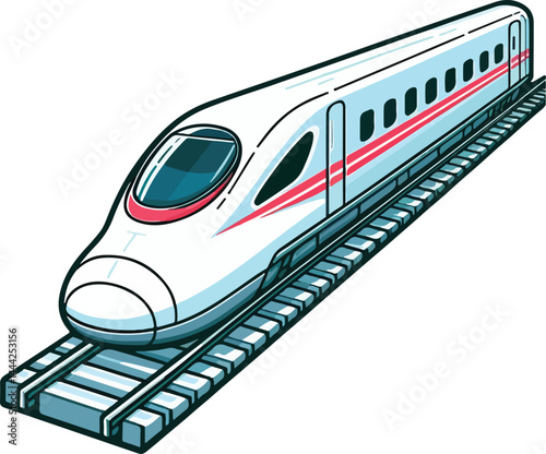 A simple 2D cartoon a kind of train in full color