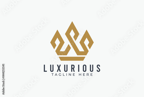 Geometric Abstract Vintage Crown abstract Logo design vector template. Vintage Crown Logo Royal King Queen concept symbol Logotype concept icon.