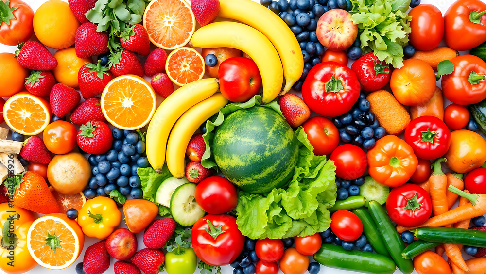 Fresh Organic Fruits and Vegetables Full Frame Fresh Organic Fruits and Vegetables Full Frame