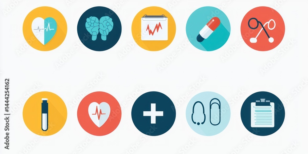 Mental health care icons with a modern flat style. Mental health care icons with a modern flat style.