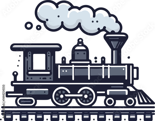 A simple 2D cartoon a kind of train in full color