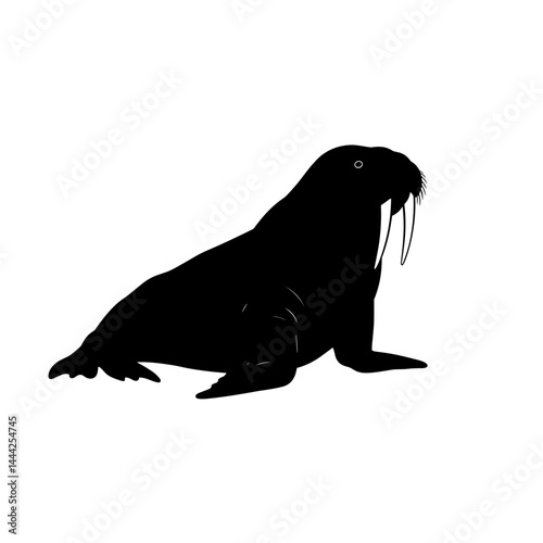 Sitting walrus icon silhouette in black