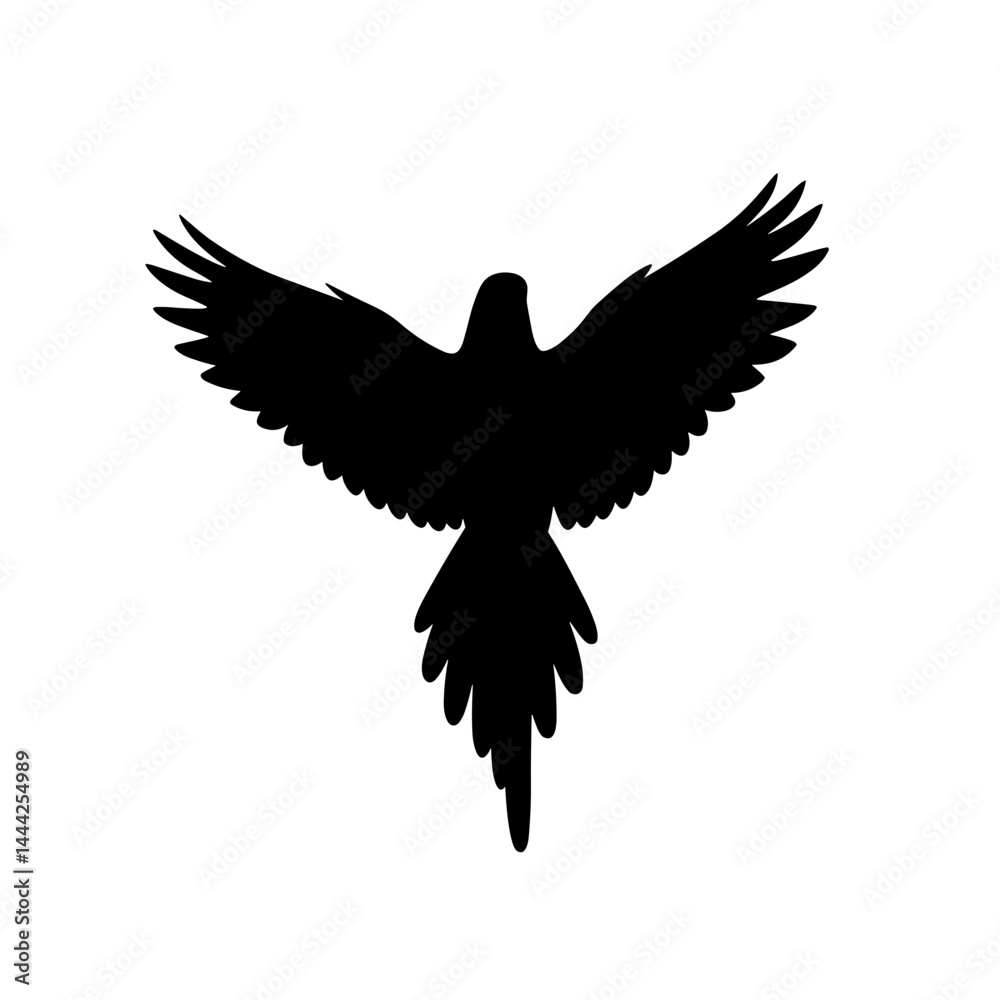 Obraz premium Flying bird icon silhouette in black