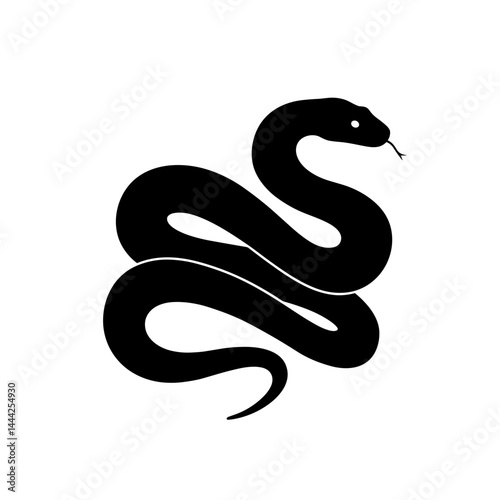 Snake coiled icon silhouette in black
