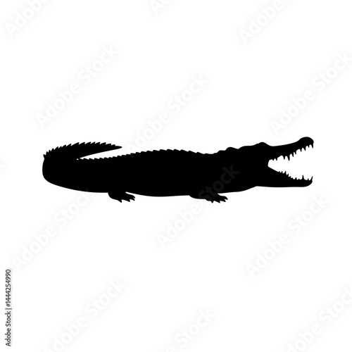 Crocodile icon silhouette in black