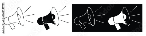 Megaphone Icon Vector, Linear Sound Symbol set.