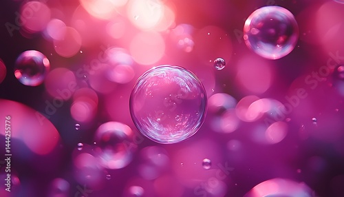 Pink bubbles floating in bokeh background