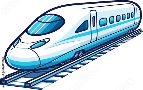 A simple 2D cartoon a kind of train in full color