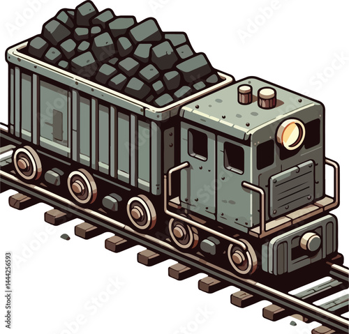 A simple 2D cartoon a kind of train in full color