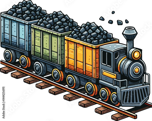 A simple 2D cartoon a kind of train in full color