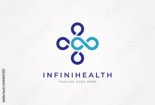 Medical Cross Logo, infinity with cross icon combination, Can be used for brand and company logos, vector illustration