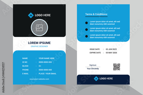 Customizable Corporate Employee ID Card Template with Professional Layout, Featuring Photo Section, QR Code, and Contact Info Fields – Designed for Seamless Office and Business Use. Thank You .