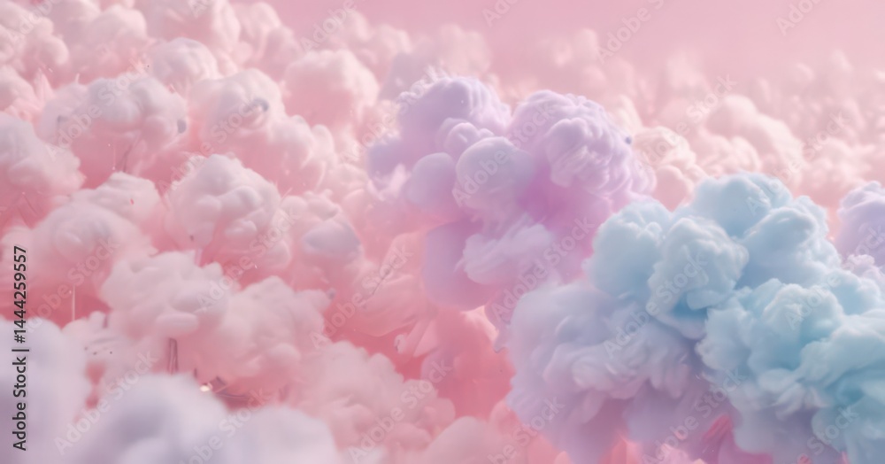 Obraz premium Blurred pastel hues, resembling fluffy candy floss, wallpaper, light