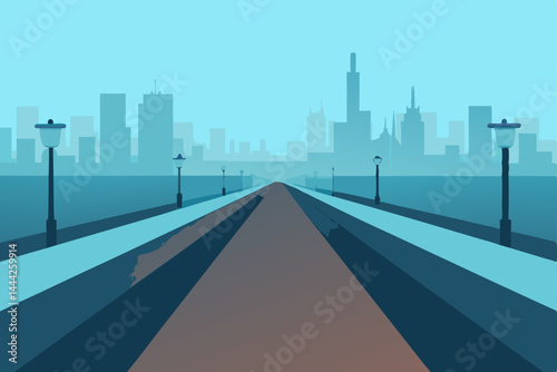 endless clean sidewalks stretching into distant