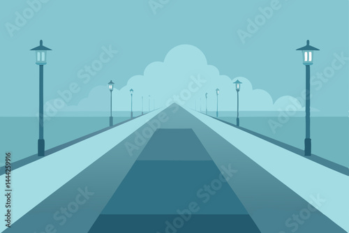 endless clean sidewalks stretching into distant