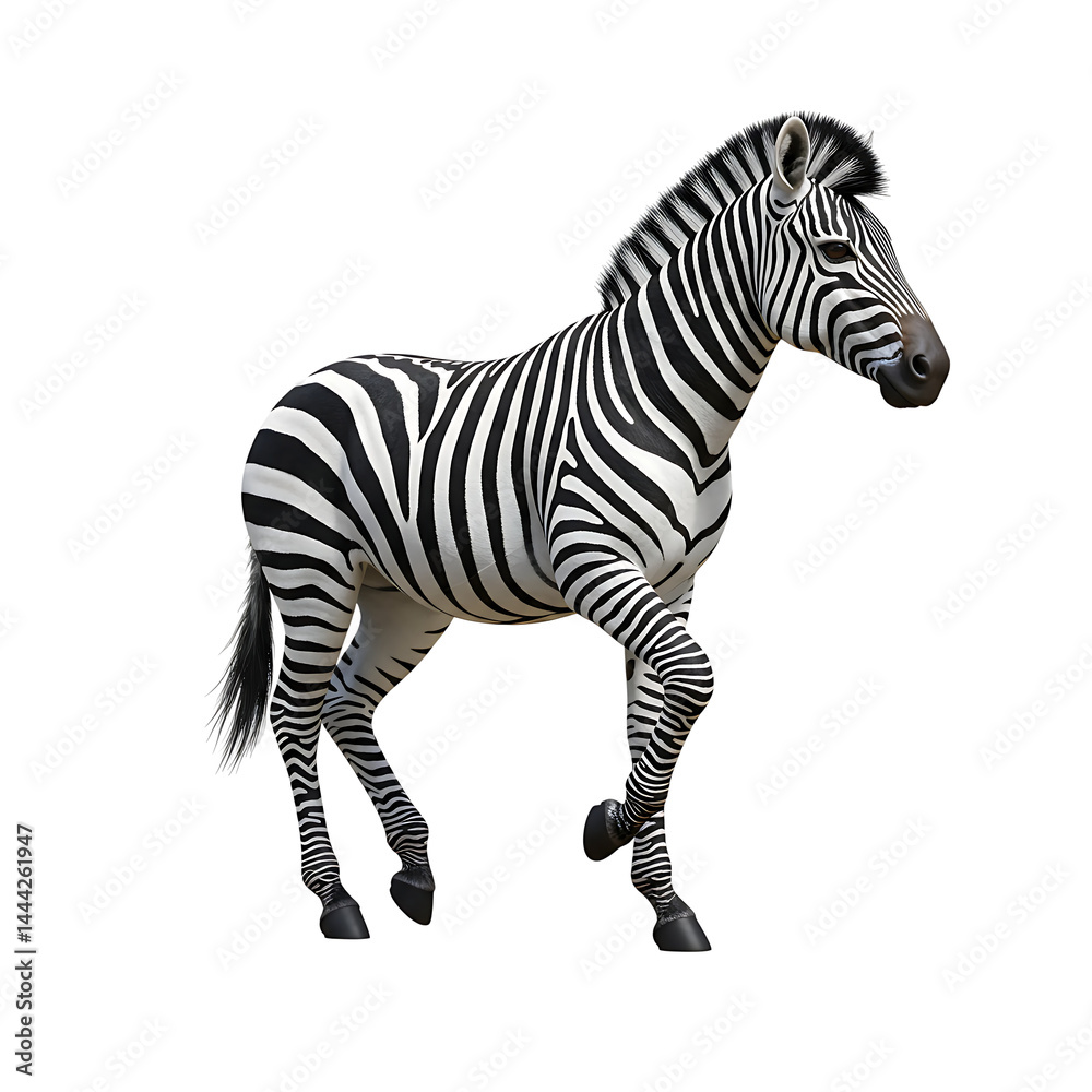 Fototapeta premium Full Body Zebra in Side View Isolated On Transparent Background