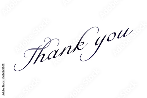 手書き風の書体で書いたThank you（ありがとう）の文字（カリグラフィー）
