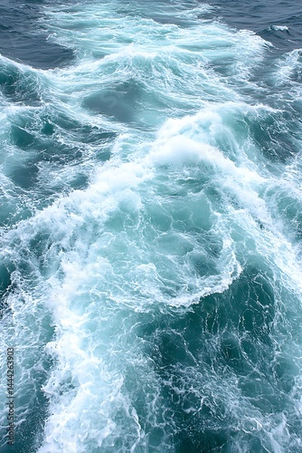 Dynamic seascape featuring turquoise waters and frothy white waves surface