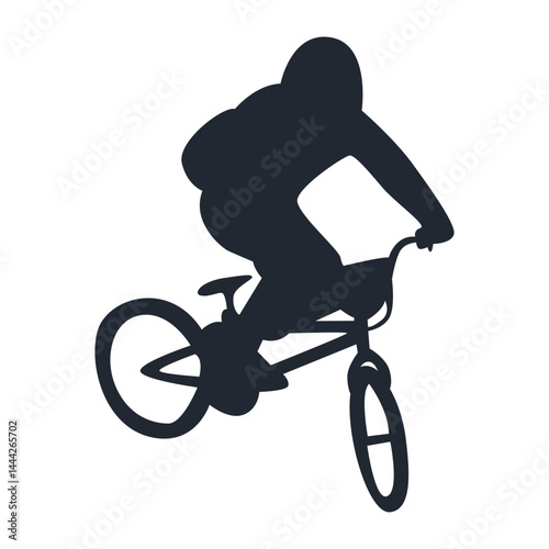 Freestyle Bmx Bike Rider Silhouette. Isolated on White Background. Vector Illustration.