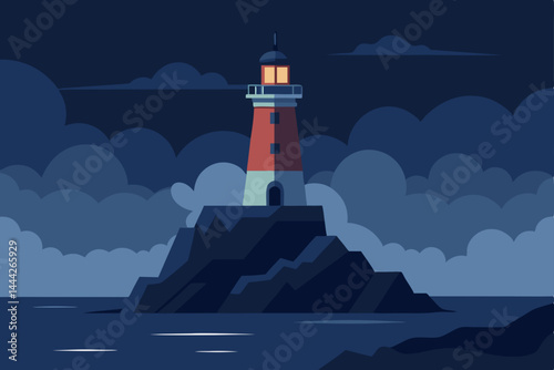 lonely lighthouse on a rocky coast waves crashing