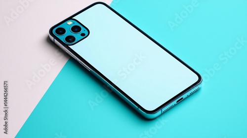 flat lay mockup of a modern smartphone with blank screen on a pastel background, bright and evenly lit scene, elegant minimalist aesthetic, high-resolution display, ideal for UX design previews