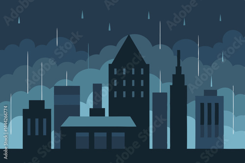 Rainy Cityscape A Dark and Dramatic Urban Illustration