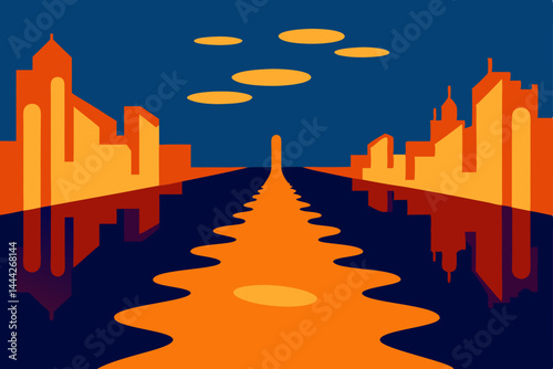 city skyline at night
