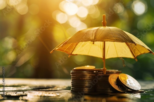 Wallpaper Mural Financial Security, Crypto & Investment Protection Under Golden Umbrella Torontodigital.ca