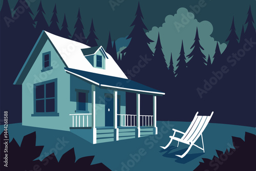  Cozy cottage architecture nestled in a snowy mountain landscape, a perfect winter home illustration