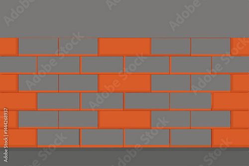Abstract Brick Wall Texture Orange and Gray Brickwork Pattern Design