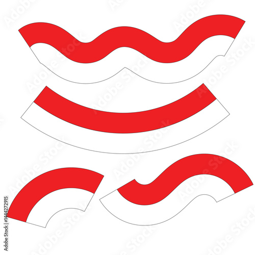Set of Indonesian flags in various styles, national symbol collection for Independence Day and patriotic themes.