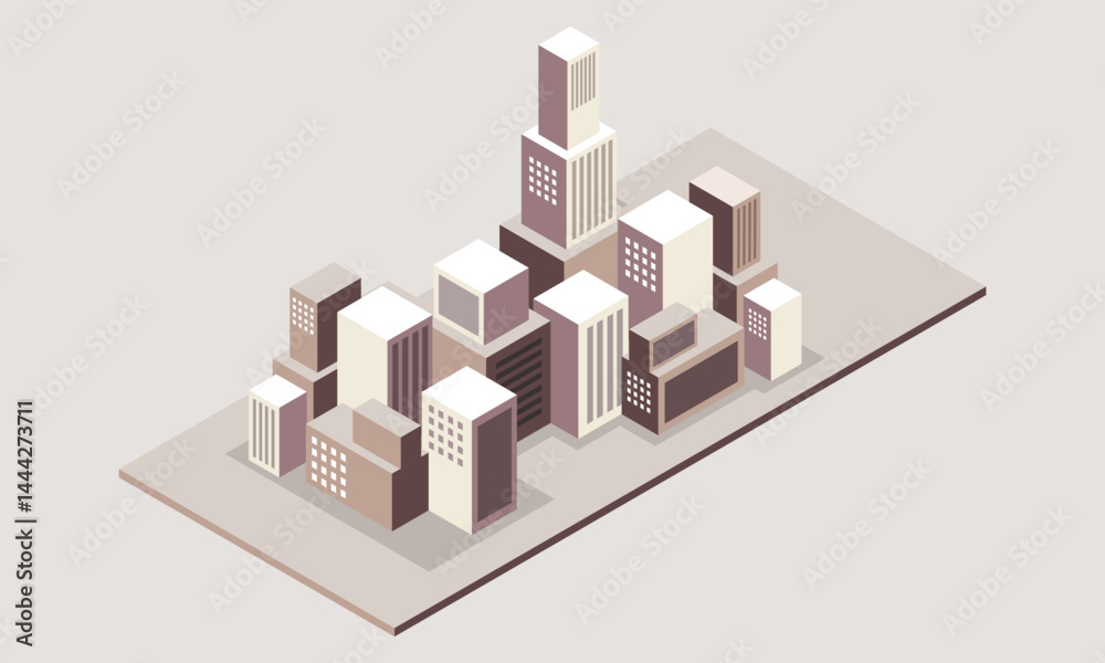 Fototapeta premium City Grid Design with Business Buildings, Residential Blocks, and Interconnected Streets