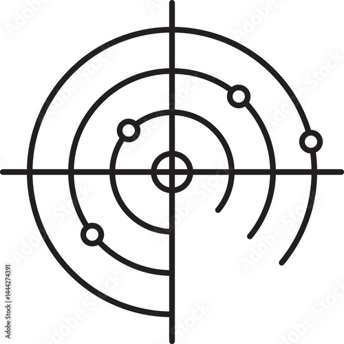 Radar screen icon isolated on a transparent background